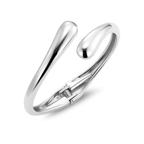 ALEXCRAFT Bracelet Chunky Argent, Bracelets Ouvert Épais Réglable 14K Plaqué Or, Largeur Maximale 27 mm, Bracelet Goutte d'eau Acier Inoxydable, Bijoux pour...