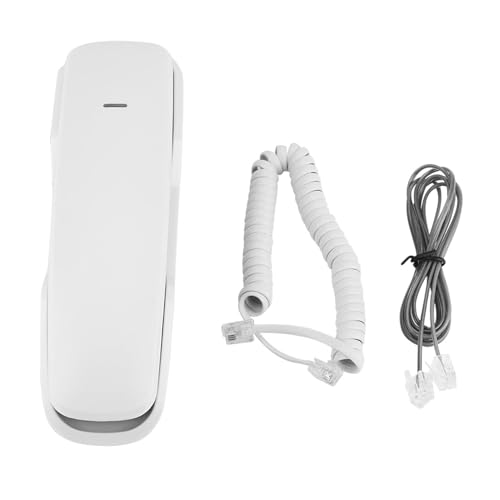 Teléfono básico con Cable para Montar en la Pared, no Requiere alimentación de CA, teléfono Fijo Delgado con Cable para Personas Mayores, Escritorio, teléfono (Blanca)