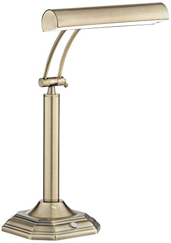 360 Lighting Grady Traditional Piano Banker Desk Table Lamp 18" High Led Brass Gold Metal Adjustable Arm Decor For Living Room Bedroom House Bedside Nightstand Home Office Reading Family #TOP7