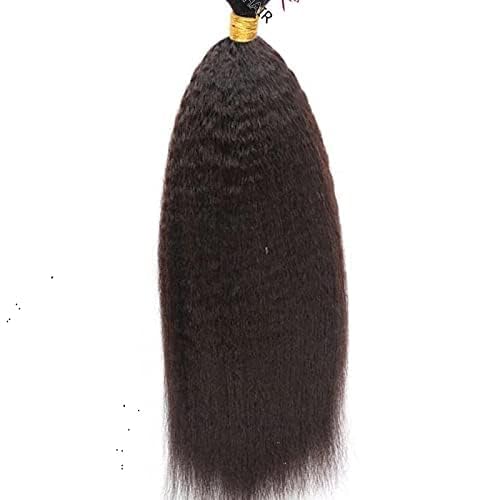 Kinky Straight Braiding Human Hair Bulk Brazilian Remy Hair Weaving Bundles No Weft Micro Braiding Coarse Italian Yaki Bulk Hair Extension 1Bundle/100g (26inch 1Pcs 100grams, #Natural Black)
