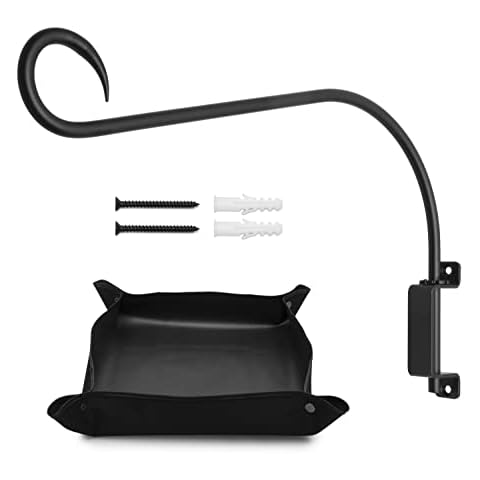 SOLULA Swivel Hanging Outdoor Bracket - for Hanging Plants, Birdfeeders, Birdhouses and Lanterns - Complete with Foldable Gardening Mat Cover
