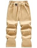 WIYOSHY Einfarbige Chinohose für Jungen mit geripptem elastischem Bund und Reifen, für Spielen und Schule (DE/NL/SE/PL, Numerisch, 140, Regular, Khaki)