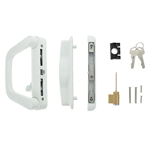 DOITOOL Sliding Door Lock Patio Door Handles Set, Replacement Handle Lock Set with Mortise Lock and Key, Reversible Design Sliding Door Lock Set