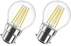 Hilton 4 Watt Led Filament Light Bulb G45 B22 Base Dimmable - Pack of 2 (Warm White)
