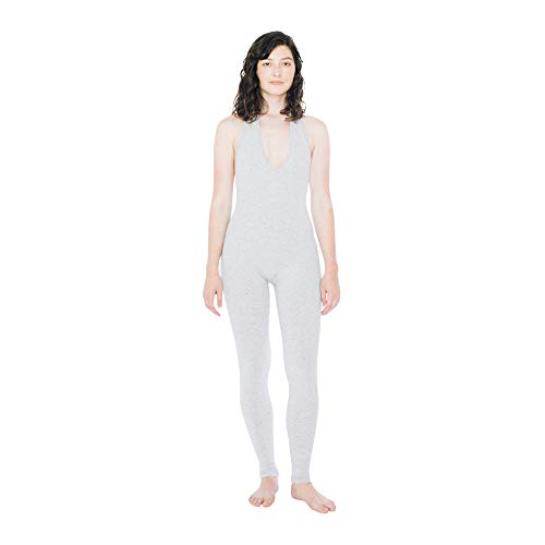 American Apparel Women's Cotton Spandex Halter Catsuit, Heather Grey, Small