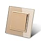 Wandschalter,Wandschalter Glaspaneel Gold 1 Weg,Mechanischer Wandschalter 86 mm, Standardschalter 10 Amp, 250 V