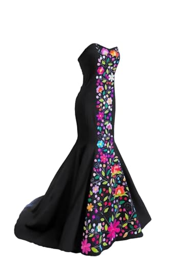 Mexican Flowers Embroidered Womens Wedding Dresses Guest Strapless Mermaid Party Bridal Dress Plus Size Corset 2025