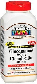 21st Century Glucosamina 500 mg Condroitina 400 Cápsulas Doble Fuerza - 150 ct, Paquete de 2
