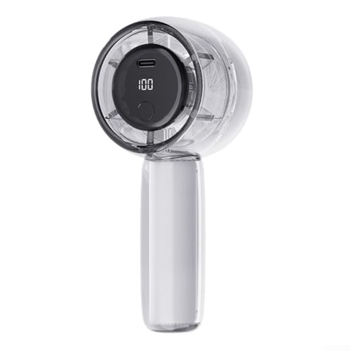 Ventilador turbo portátil de mano con pantalla digital LED, control de 100 velocidades, recargable por USB, luz colorida, alta velocidad 12000 RPM para uso en interiores y exteriores (gris)