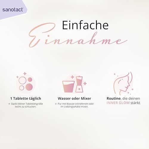 sanotact Kollagen + Hyaluron + Q10 Kapseln, Beauty-Formel mit 14 Nährstoffen für Haut, Haare und Nägel, 180 Tabletten (6 Monate Vorrat) – Ansicht 4