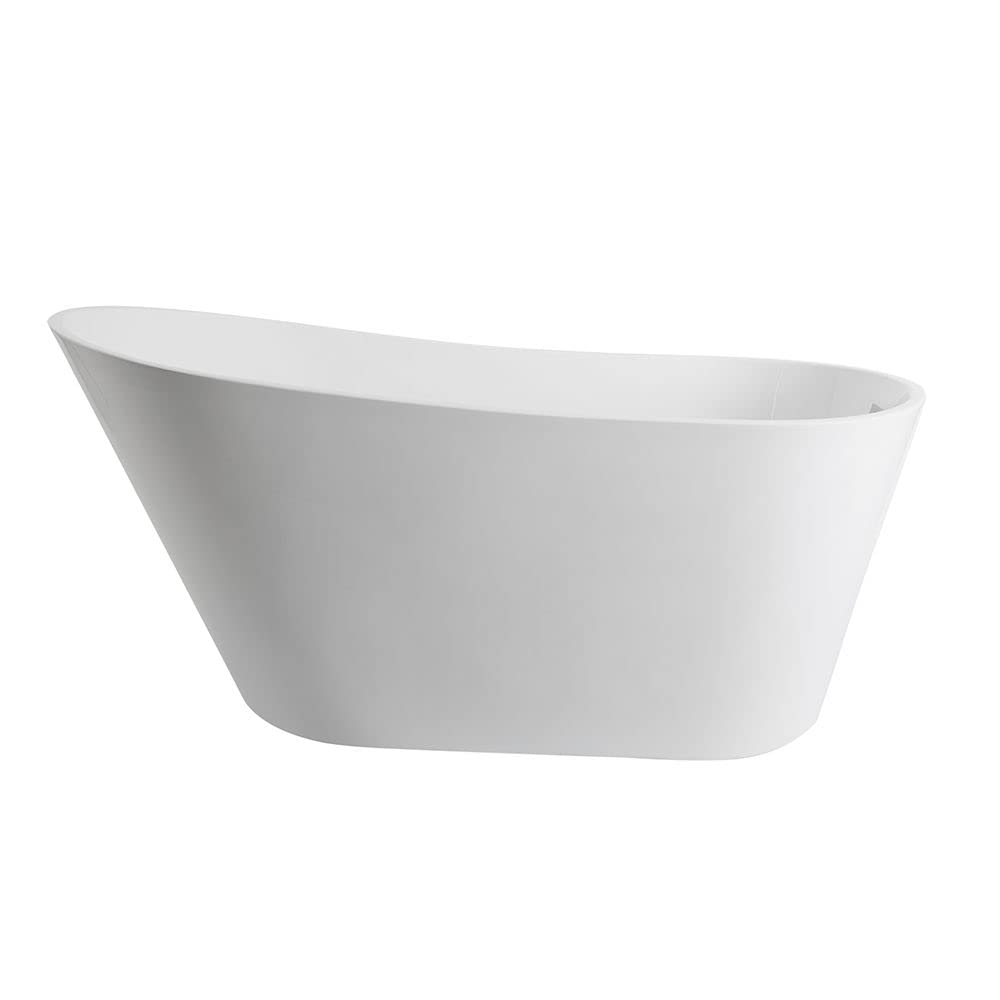 Milano White Overton 1500Mm X 750Mm Single Ended Freestanding Slipper Bath Overflow Waste