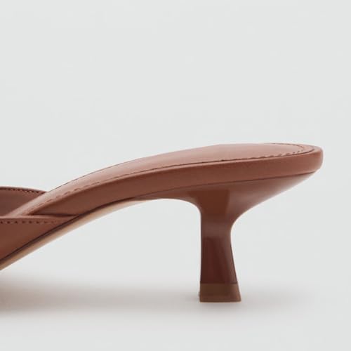 Kitten Heel Mules for Women Slip On Open Round Toe Classic Stiletto Pumps Formal Slingback Mule Sandals Dress Walking Shoes4