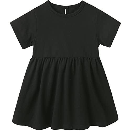 pureborn Baby Girl Dress Cotton Playwear Soild Color Dresses 0-6 Years