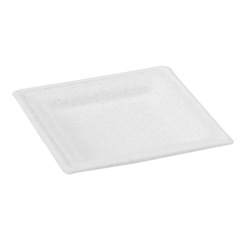PacknWood 8NPAPU1616A - Square White Sugarcane Plate - White Biodegradable Sugarcane Plates - Grease-Resistant, Microwavable - Small Compostable Bowl - (6.2in - 288) (Case of 288)