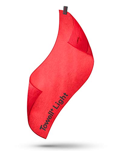 STRYVE TOWELL+Light - Toalla de Microfibra para Deporte, con Funda y protección Antideslizante (Rojo Potente)