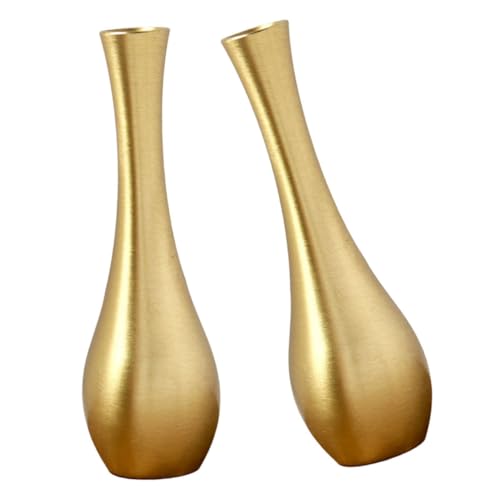 ERINGOGO 2個 銅製ミニ花瓶 一輪挿し風 仏壇用 小型デスクトップ装飾 インテリア雑貨 結婚式やパーティーに