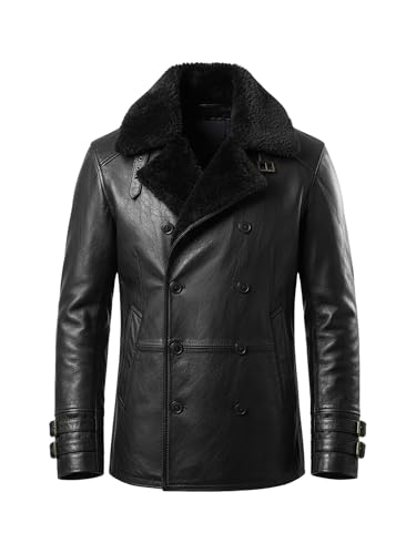 Aksah Fashion Chaqueta Leon S. Kennedy RE9 Requiem para hombre, abrigo de piel auténtica negra con múltiples bolsillos