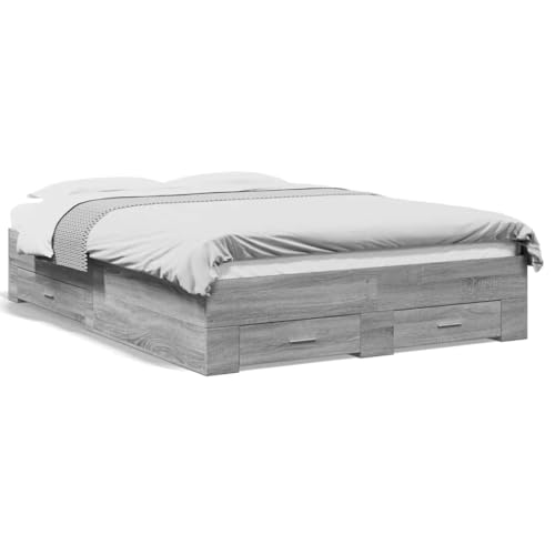 Emmtore Cama con cajones Madera de ingeniería Gris Sonoma 135x190 cm
