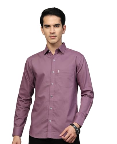 Image of Majestic Man Solid Cotton Casual Shirt - Slim Fit, Full Sleeves, Premium Button Closure