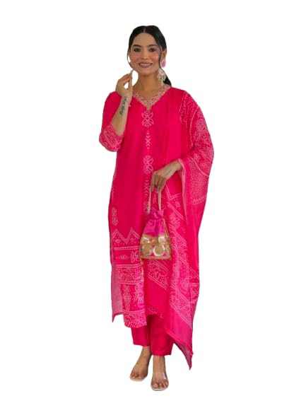 twins lady Women's V-Neck Printed Kurta Pant with Printed Chinon Dupatta Set-picture-10