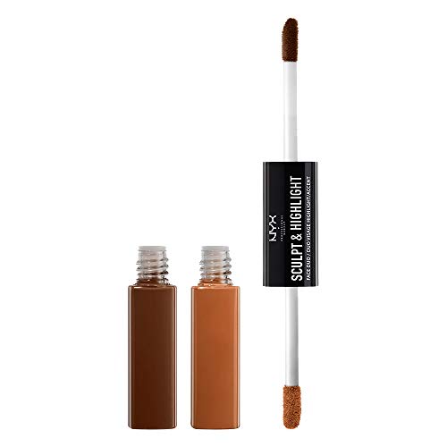 NYX Professional Makeup Highlighter Gesicht - Contouring und Highlighting, Pflege mit Vitamin E, Kokosöl und Aloe Vera, Face Duo Espresso Honey 06