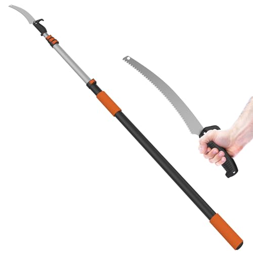 LAANPOLE 26FT Pole Saw, Telescoping Tree Trimmer with 5-20FT Extension Pole, Manual Branches Pruner for Backyard, Orange by LAANPOLE - Used condition - US$53.60
