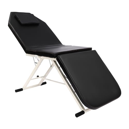 Krylen Camilla de masaje plegable con 3 zonas de 250 kg, altura ajustable, color negro, banco de spa portátil, de PVC, para salón de spa en casa