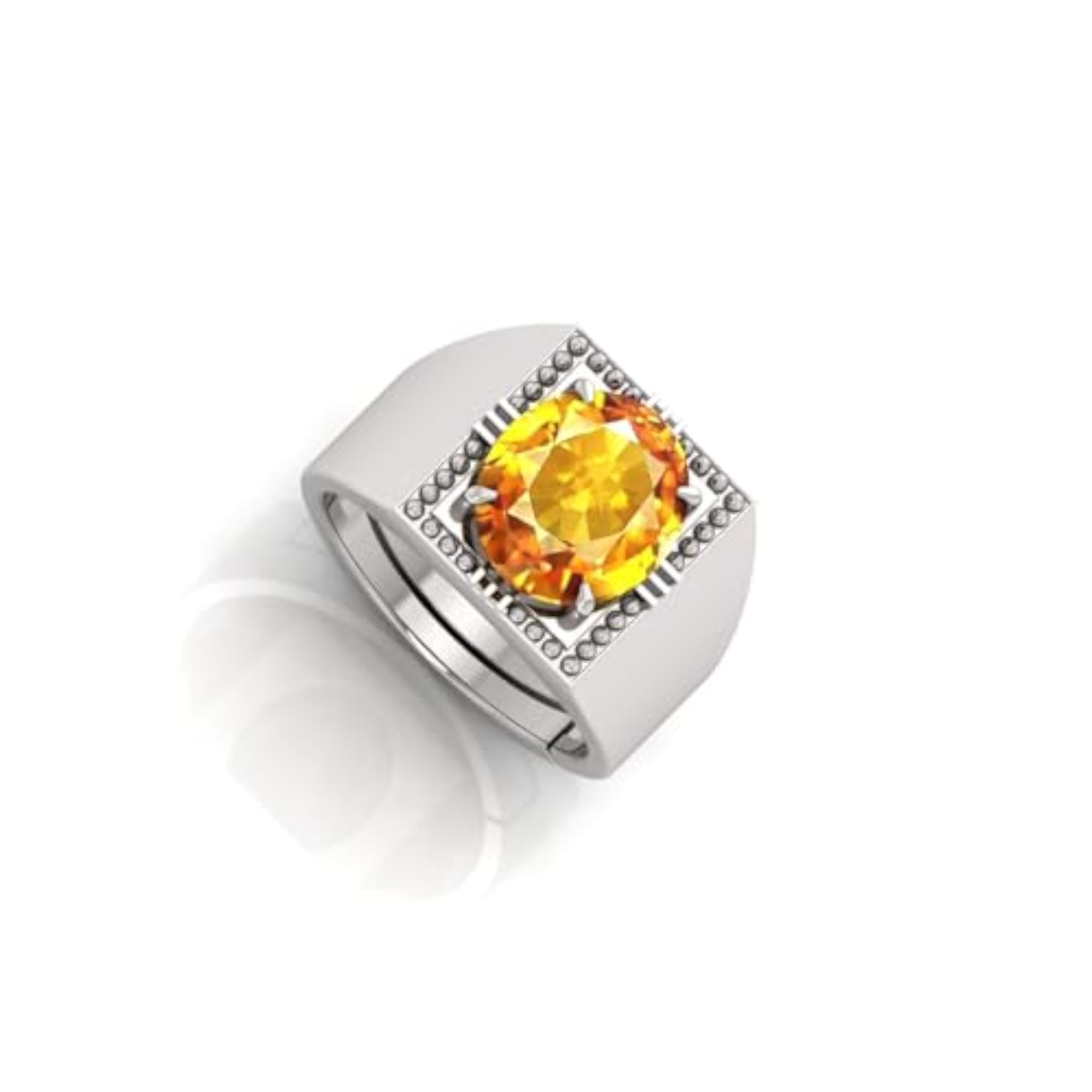 9.25 Ratti Pukhraj Yellow Sapphire Adjustable Ring, Unisex