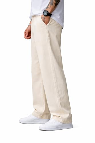 Image of Loose Fit Baggy Denim Jeans, Beige, Plain Style, Relaxed Casual Wear (in, Numeric, 28, Regular, Beige)