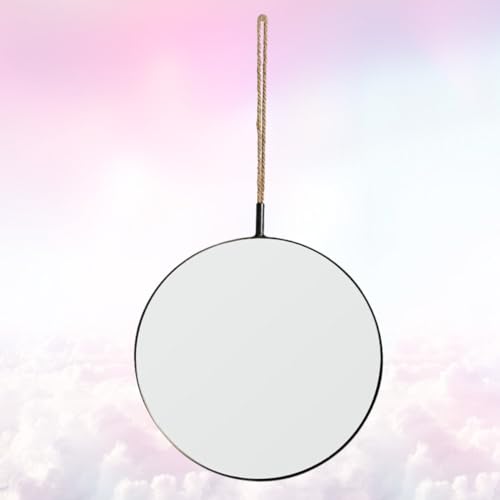 Miroir en métal noir et corde au design suspendu rétro chic