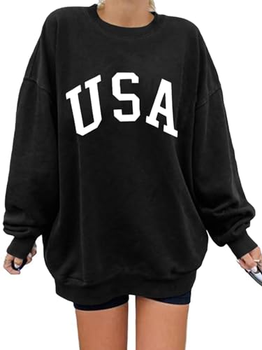 Image of Langwyqu Womens' Oversized Crewneck Long Sleeve Casual Loose Pullover Tops