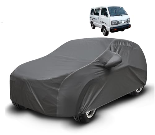 Image of Auto Hub Waterproof Car Cover Compatible with Maruti Omni with Mirror Pockets, Soft Cotton Lining, Omni Car Cover Waterproof, Grey