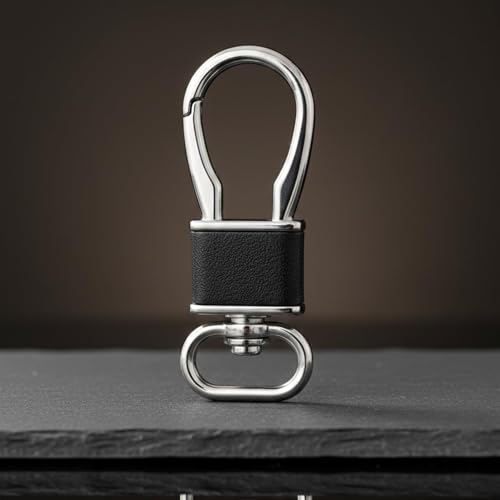 Image of THE MEN THING - Stylish Multicolor Stainless Steel Keychain for Men & Boys (ROYAL GRIP - Silver Chrome & Black)