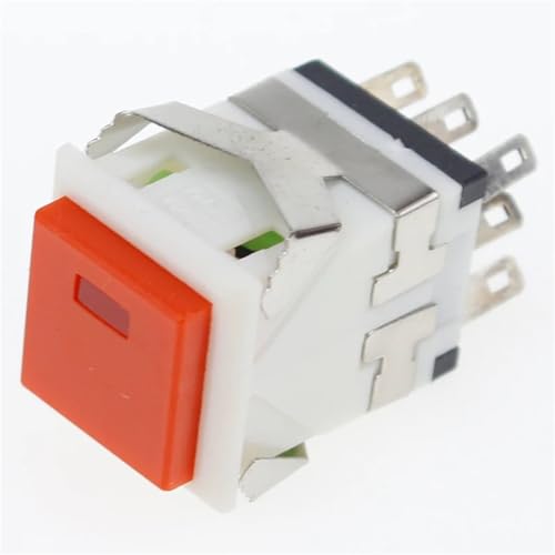 Interrupteur bouton-poussoir carré 2NO2NC 17.2mm avec indicateur LED lumineux 3A
