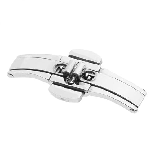 LOVIVER 2 Correas de Reloj de con Hebilla Desplegable de Mariposa de Acero Inoxidable, 15 X 4 Mm Cover
