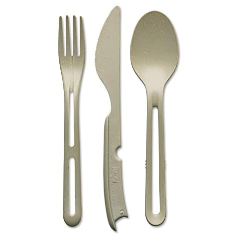 Koziol KLIKK File Plastic, Reusable, Knife, Fork, Spoon, Outdoor, Camping, Picnic, Hiking, Vacation, Lunch to go, Cutlery Set of Three Cover