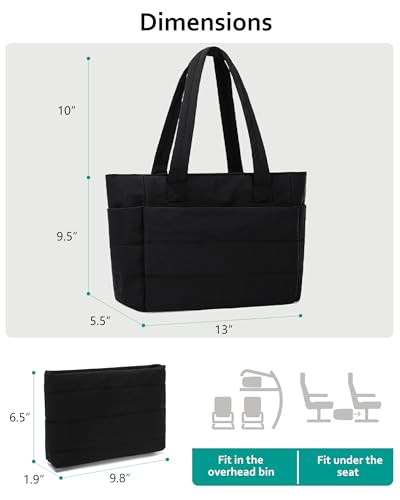 Tote Bag for Women, Quilted Puffer Tote Purses with Compartments, Lightweight Shoulder Bag Handbags for Work, Travel3