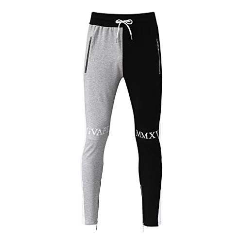 MYNKYLL Calça de moletom moda jogger, calça casual sólida patchwork masculina cor solta calça mascul