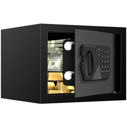 Homirxan - 0.8 Cub Small Fireproof Safe for Home Use, Digital Home Safe Fireproof Waterproof with Programmable Keypad, Spare Keys and Removable Shelf, Fire Safe Box for Home Money Valuables