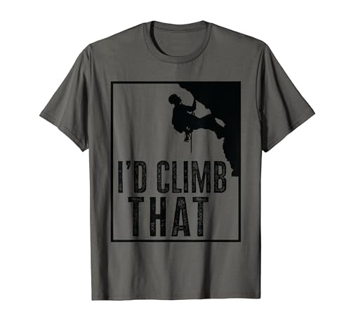 I'd Climb That Funny Rock Climbing Mountain Climber t-shirt, cinza, S