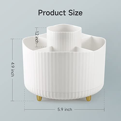 Large Capacity Makeup Brush Holder,5 Slot Makeup Brushes Cup,For Vanity Decor,Bathroom Countertops,Desk Storage Container,Rotating Makeup Organizer Large Capacity Cosmetics Display Cases (White) #TOP5