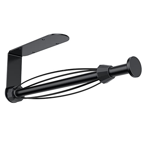 Single-Handed Paper Towel Holder with Damping Effect for Under Cabinet Use in Kitchen and Bathroom (Black)