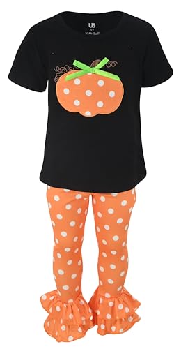 Image of Unique Baby 2 Piece Girls Double Ruffle Leggings and Short Sleeve Shirt Clothes Set Kid and Toddler Girl Outfit