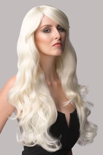 Perruque longue blonde platine bouclée pour changer de style