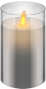 Bougie LED en cire véritable verre fumé (Occasion Comme Neuf)