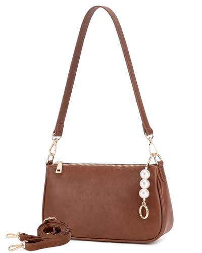 Travistar Handtasche Damen Klein Y2K Tasche Mini Schultertasche Damen mit Perlenanhänger Verstellbarem Riemen Kartenfächer & PU Leder Umhängetasche Crossbody Bag Clutch für Frauen & Teenager