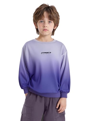 Kids Sporty Gradient Sweatshirt Long Sleeve Hooded Pullover Crewneck Top Boys Girls Casual