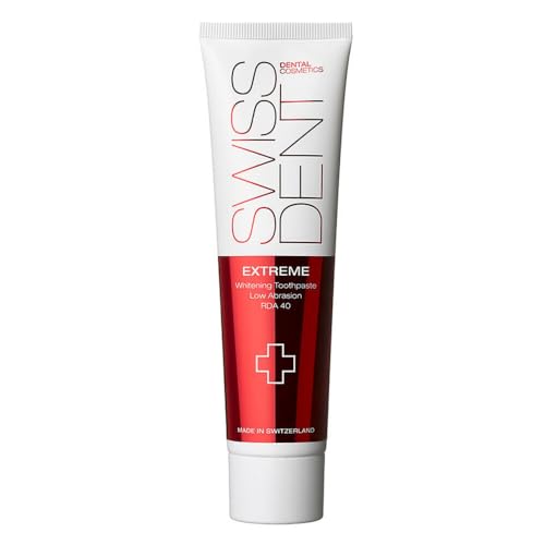 SWISSDENT EXTREME ZAHNCREME, 100 ml Whitening Zahnpasta, hilft speziell bei Verfärbungen durch Rotwein, Kaffee und Rauchen, mit Koenzym Q10 & Vitamin E für gesunde & weiße Zähne