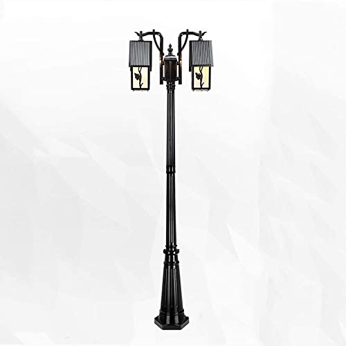 Lámpara de columna para exteriores de aluminio con dos cabezales E27 y cristal 2