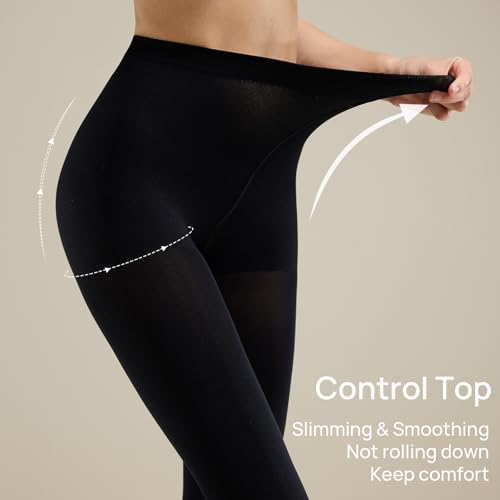 MANZI Women's 2 Pairs Opaque Control-Top Tights 70 Denier Pantyhose3